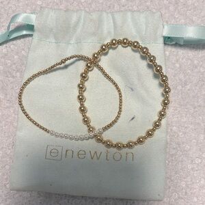 e newton Gold and Pearl Beaded Bracelets